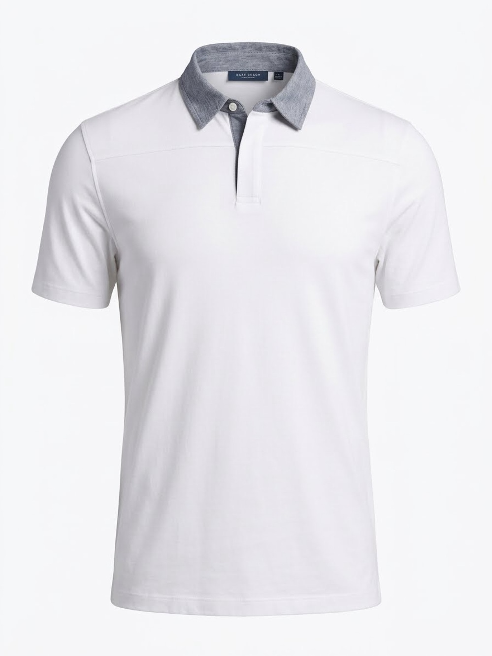 Perry Ellis Cream Short-Sleeve Polo with Blue Collar